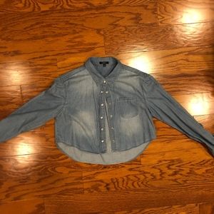 Denim Crop Top Long Sleeve